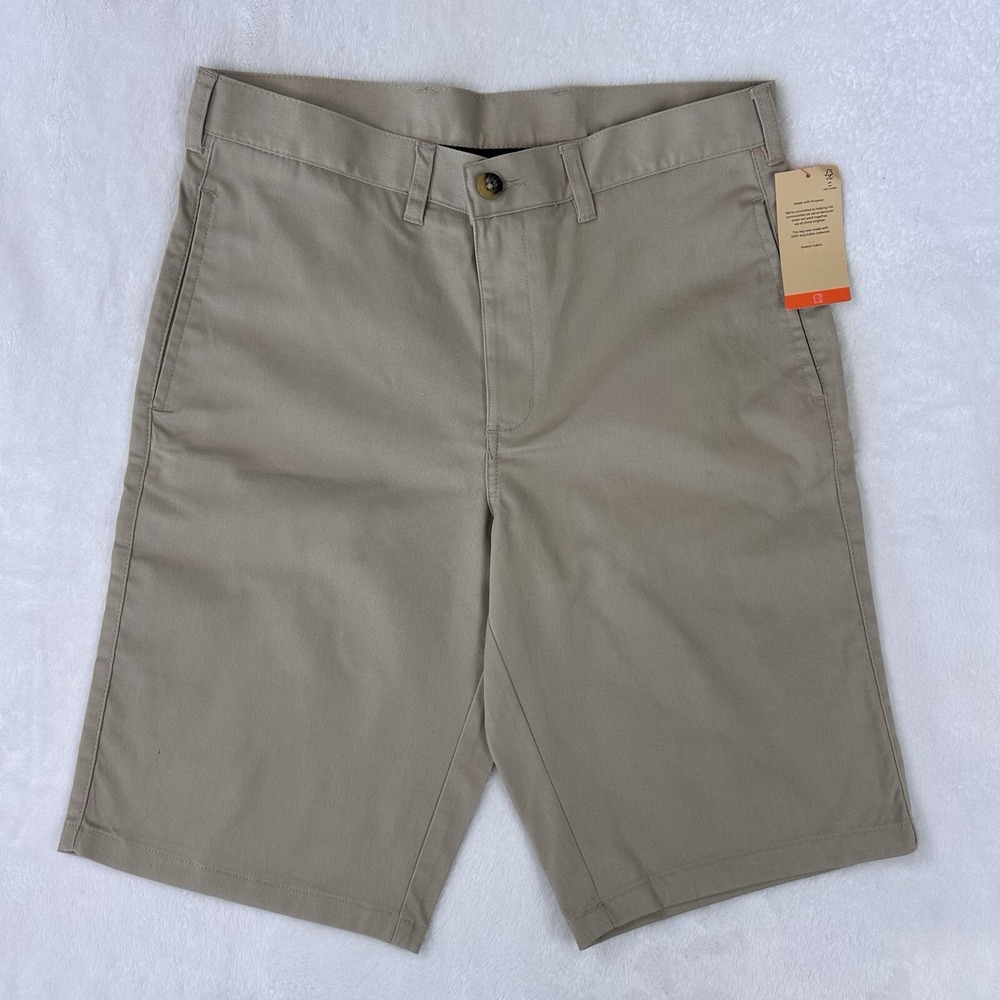 Mens Khaki Stretch Short W30‎ Flat Front French Toast School Uniform NWT